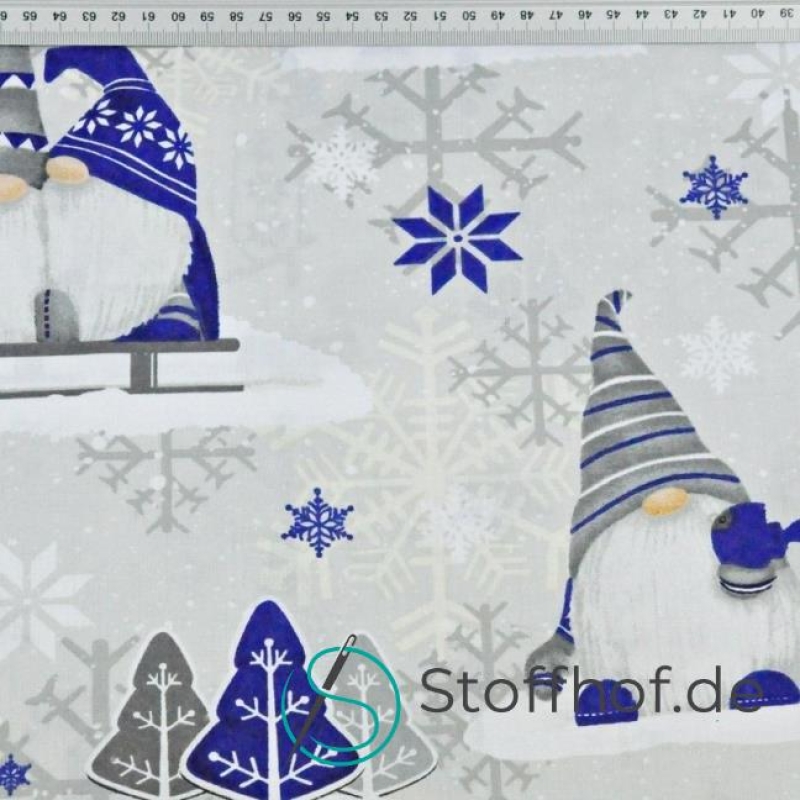 Baumwolle Weihnachtsgnome Saphirblau Weihnachten